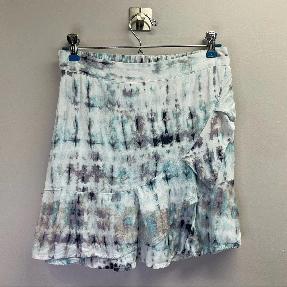 Sim & Sam Faux Wrap Ruffle Tie Dye Skirt